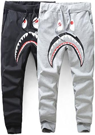 Harajuku Brand Gym Harem jogging pants Mens Sports Joggers Hip hop Streetwear Sweatpants Fleece Monkey Ape Shark Trousers (Grey, M)
