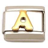 "A" Italian Charm Gold Plated 9mm
