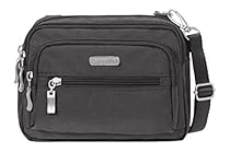 Baggallini Triple Zip Crossbody Travel Bag, Charcoal, One Size
