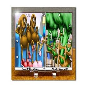 Couch Potatoes And Chair Brocolli - 6x6 Desk Clock by 3dRose LLC
