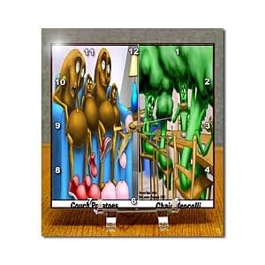Couch Potatoes And Chair Brocolli - 6x6 Desk Clock
