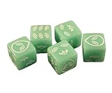 Set of 5 Dice 16mm Alien Opaque - Green/Lime & White