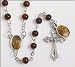Blessed By Pope Benedit XVI Brown Glass Beads Rosary Padre St Pio with Dangle Medal Rosary