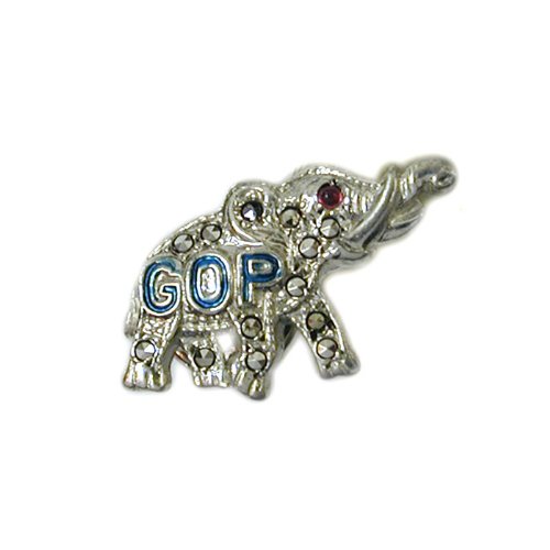 Childrens Toyshop  Jewelry : Vintage Republican Elephant Lapel Pin, Sterling Silver and Marcasite