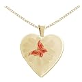 Save 62% on Gold Plated Silver Butterfly Heart Locket Pendant, 18"