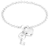 Image of WHITE ICE Sterling Silver DB073A Womens Diamond Heart & Key 7