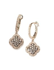 14k Rose Gold 4-leaf Clover Earring with Brown and White Diamonds .77 Cttw (G-H Color, SI3-I1 Clarity)