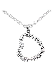 925 Sterling Silver Love Mom Heart Pendant Necklace 18, Gift for Mom, Love mom Mothers day gift Jewelry for Women- Nickel Free