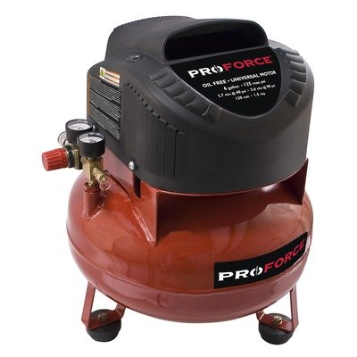 Pro-Force VNF1080620 6-Gallon Oil Free Pancake Air Compressor with Extra Value Kit