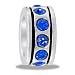 DaVinci Silver Brilliant Blue CZ Crystal Wheel Decorative European/Memory Bead/Charm Double Sterling Layered Bead - Fits Pandora Bracelets