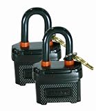 Brinks 182-40281-4 2-Pack 2 Weatherproof Covered Steel Laminated Padlock, Keyed Alike