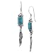 Sterling Silver Rectangle-cut Turquoise and Feather Dangle Earrings