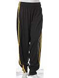 41woM8INELL. SL160  Baggy Gym Workout Pants Black w/ 2 Yellow Side Stripes