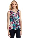 AK Anne Klein Women's Print Ruffle Front Blouse, Multi, Medium