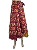 Womans Silk Sari Wrap Skirt Floral Vintage Long Skirt Magic Sarong Beach Dress
