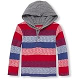 THE CHILDREN'S PLACE(ザ・チルドレンズプレイス) ロングスリーブマールストライプフードトップ クラシックレッド トップス長袖Tシャツ 5歳【並行輸入】