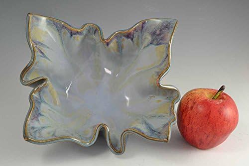 Ceramic, Shades of Blue Wavy edge square bowl, Pottery