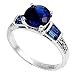 Sterling Silver Marcasite Rings with Blue Sapphire CZ - Sizes: 5-9