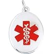 Medical ID Information Charm Sterling Silver 23mm
