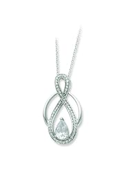 Silver & CZ Tear of Strength 18in Necklace. Metal Weight- 4.34g.
