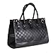 SDBING Fashion Elegent Black Check Pattern PU Leather Luxury Women Lady Girl Message Shopper Hobo Tote Shoulder Bag Purse Satchel Handbag W/ Shoulder Strap