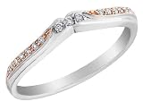 Diamond Wedding Band in 18K White and Pink Gold