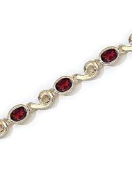 14kt Yellow Gold Oval Garnet and Diamond Bracelet
