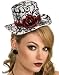 Women's Deluxe White Paisley Mini Top Hat With Red Rose