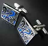 Silver Picassos Blue thoughts Cufflinks Cuff Links