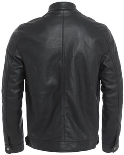 Samnas Traders Men's Bomber Rider Slim Fit Casual Stylish Real Leather Jacket Black S