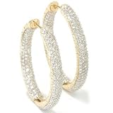 18K White or Yellow Gold 2.00ct Diamond Hoop Earrings