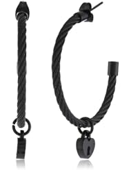 Cable Heart Lock Charm in Stainless Steel Earrings