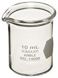 Kimble Kimax 14000-10 Glass 10mL Low Form Griffin Beaker,Un-graduated, Case of 48