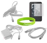 CrazyOnDigital Kindle 3 Accessories Auto Car + Home Wall with sync & charge Data Cable. Bonus wristband included