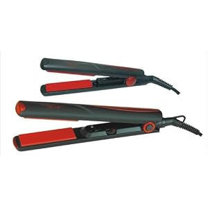 Chromatique Emblaze 1-1/4 inch Professional Ceramic Nano Silver Tourmaline Hair Flattening / Styling Iron (Heats fast up to 450°F) with FREE Mini Travel Flat Iron (DUAL VOLTAGE: 110-220V for Worldwide Use)