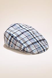 Pure Linen Check Flat Cap