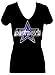 Cowboys Dallas Football Rhinestone V Neck Short Sleeve Tee Shirt (1X)