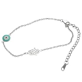 Sterling Silver .925 Stamp Hypoallergenic Nickel Free Hamsa Hand Charm Evil Eye Bracelet