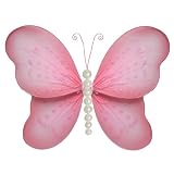 Pink Pearl Butterfly Decorations butterflies hanging nylon nursery bedroom girls room ceiling wall decor wedding birthday party baby bridal shower