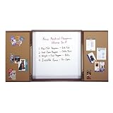Ghent C244L Enclosed Conference Cabinet, With Melamine Markerboard and Cork Bulletin Boards, Oak