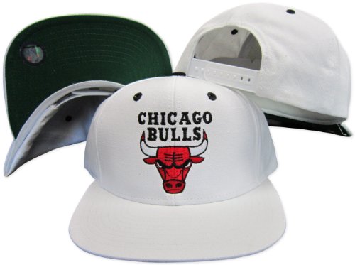 Chicago Bulls White Snapback Adjustable Plastic Snap Back Hat / Cap