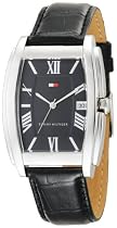 Tommy Hilfiger Men's Black Leather Strap Watch #1710075