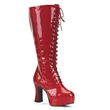 Womens PLUS SIZE 4 Inch Sexy WIDE WIDTH WIDE CALF Knee High Boot Red Platform
