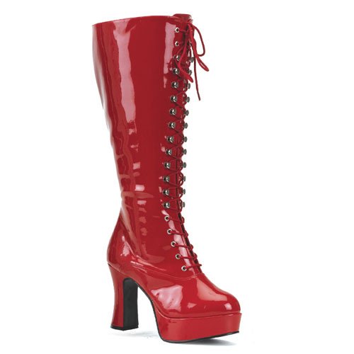 Womens PLUS SIZE 4 Inch Sexy WIDE WIDTH WIDE CALF Knee High Boot Red Platform