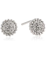 10k White Gold Bead Design Diamond Earrings (0.04 cttw, I-J Color, I2-I3 Clarity)