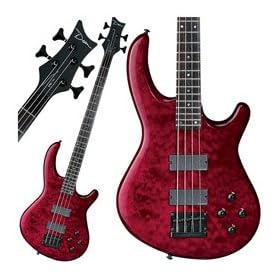 Dean Edge Quilt Top 4-String Bass, Trans Red