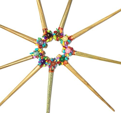 Handmade Colorful Opal Natural Sandal wood Hair Sticks