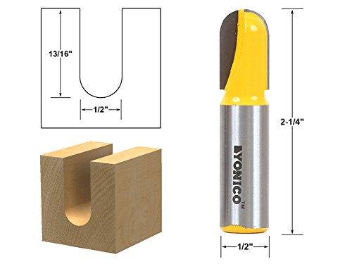 Yonico 14163 Yonico 14163 Core Box / Round Nose Router Bit - 1/2"W X 13/16"H 1/2" Shank, ,