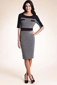 Slash Neck Colour Block Panelled Military Dress
