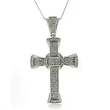 Sterling Silver Micro Pave Hip Hop Regal CZ Cross Pendant